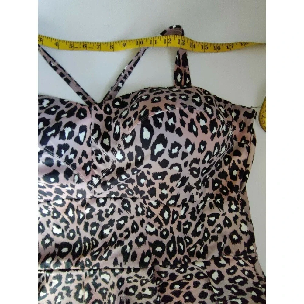 G.I.L.I.‎ Mauve Leopard Print Peplum Tankini Swim Top Womens Plus Size 26W